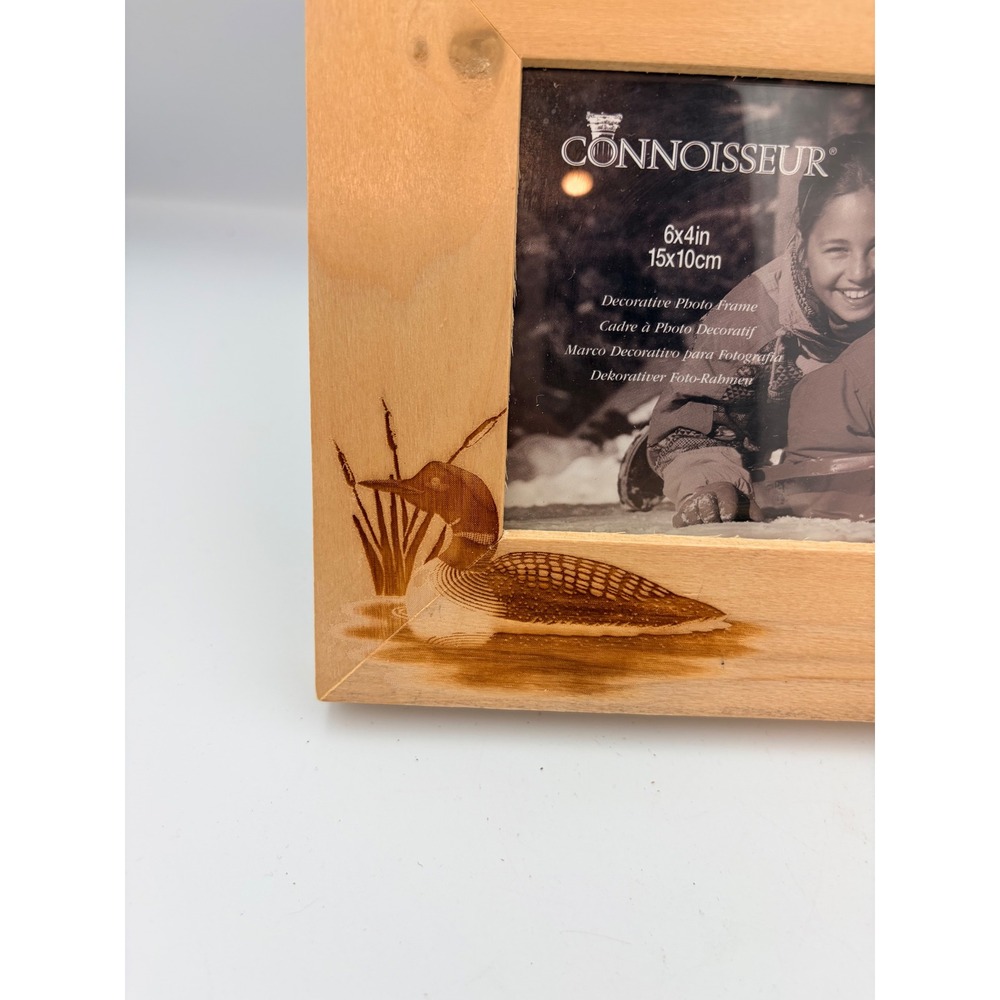 Connoisseur Wood Picture Frame 4x6 Loon Wildlife Nature Rustic Cabin Decor - Picture 2 of 7